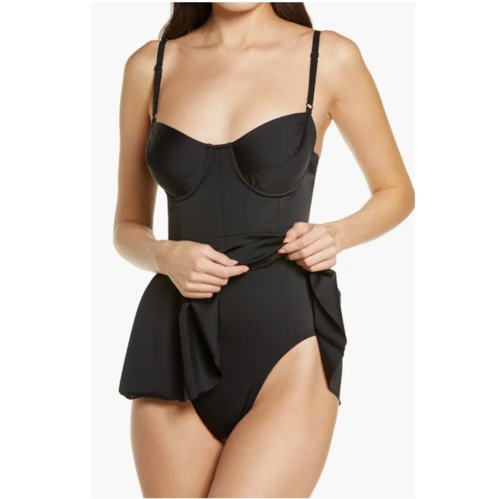 Norma Kamali Black Underwire One-Piece Swim Dress